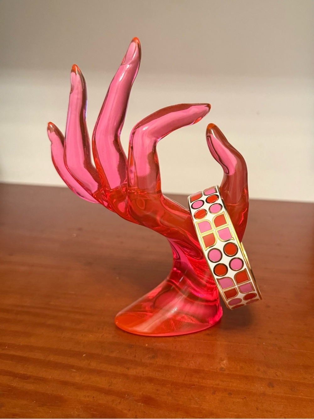 kate spade “have courage” red and pink geometric bangle bracelet